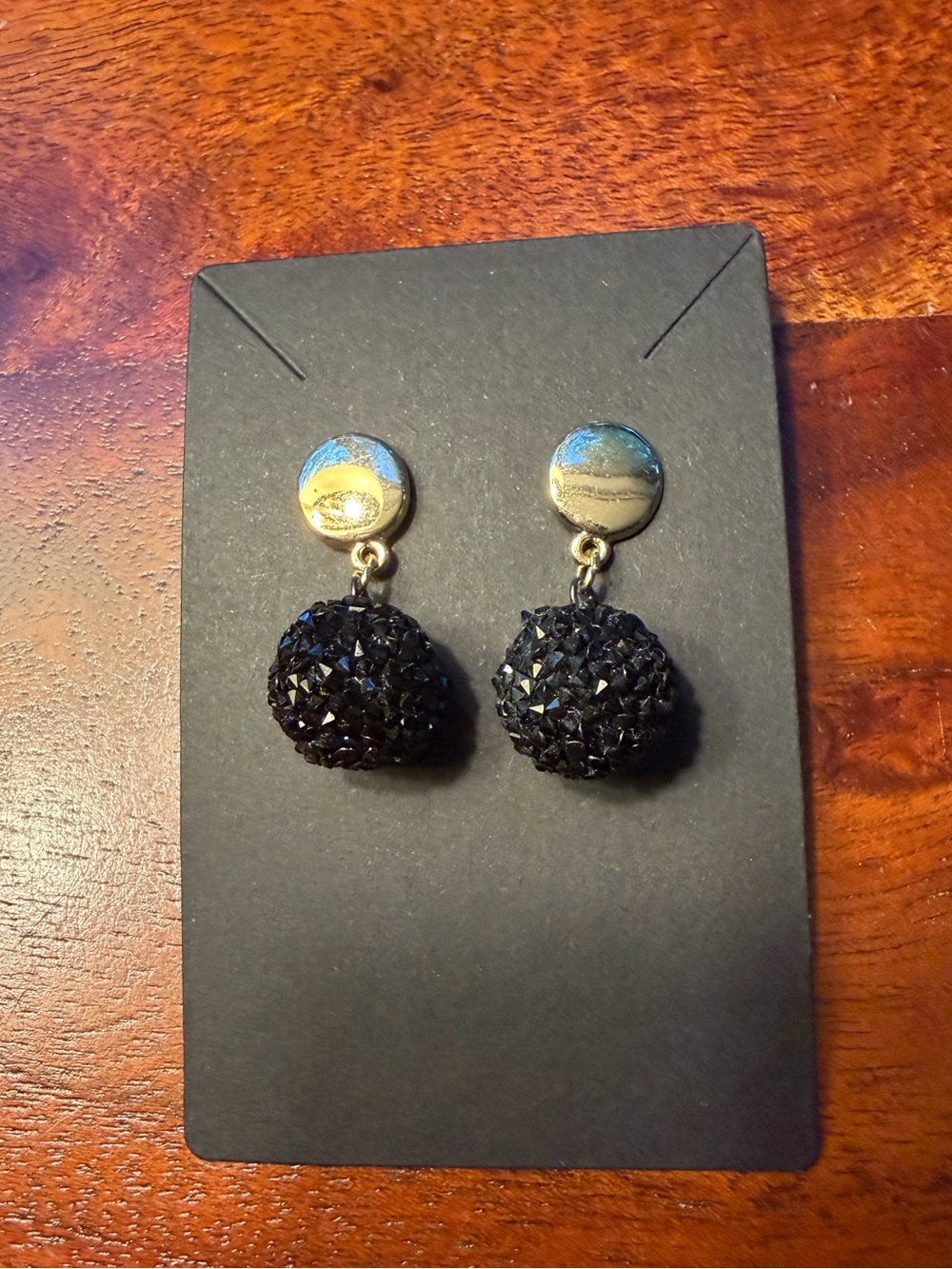 LOFT Black Faceted Gold-Tone Drop Earrings